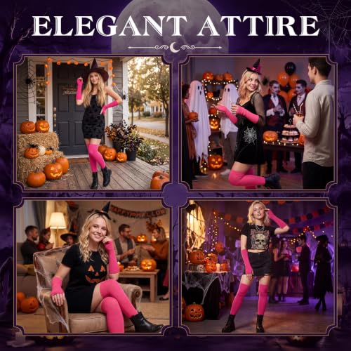 Image of Geyoga Arm Warmers Leg Warmers Striped Thigh High Socks Fingerless Gloves Stockings Christmas Halloween