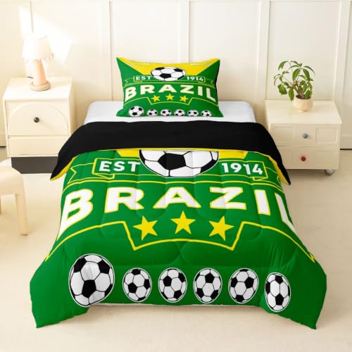 Image of Feelyou Football Soccer Comforter Set Toddler Size Bedding Set