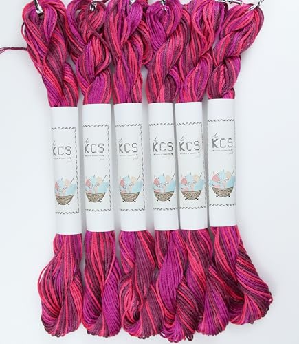 Image of KCS Big skeins of 25 Meters Size 25 Color Variegated Cross Stitch Stranded Threads,6 skeins,4210