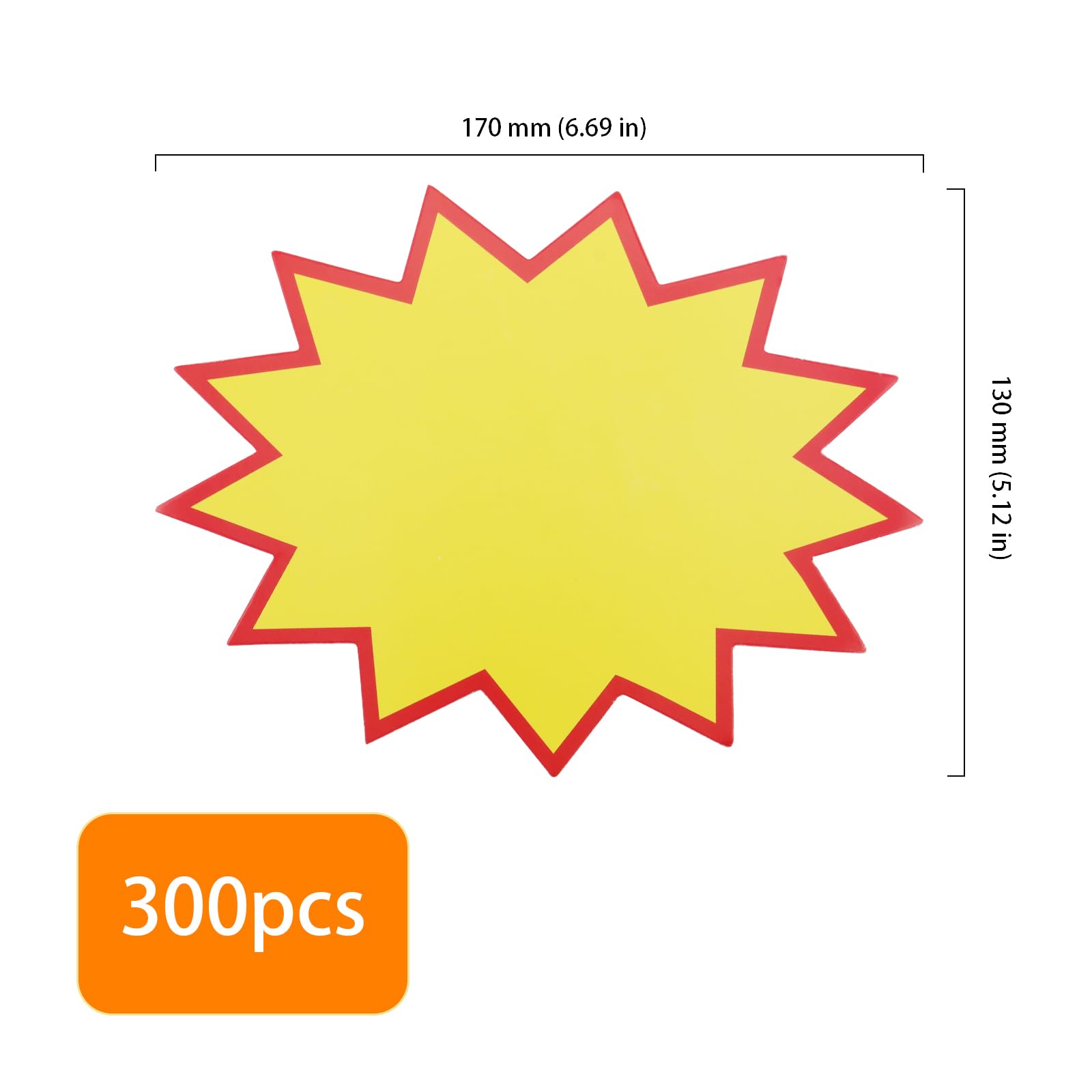 300 etichette per prezzi, 13 x 17 cm, giallo Starburst, cartellini per prezzi, biglietti promozionali per negozi al dettaglio, supermercati
