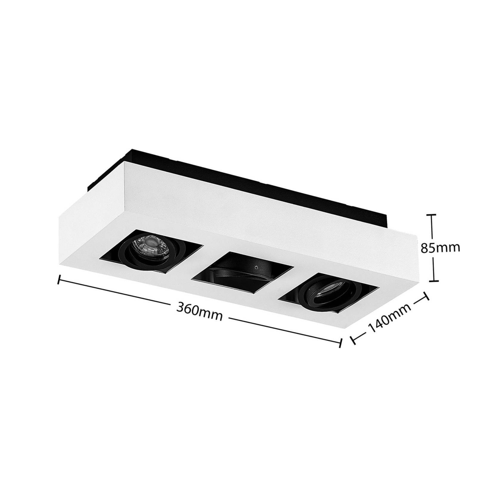 Arcchio lámpara de techo en blanco, foco | lámpara de cocina, gu10, 3 bombillas, moderno, de aluminio, angular para cocina, oficina, espacio de trabajo, sala de estar,