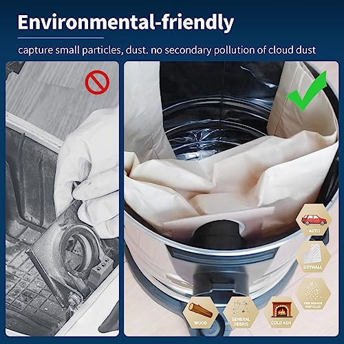 Image of for 2-1 /2 inch Port Shop Vac Bags 10-14 Gallon, Type F 90662 9066200 9066233; Type I 90672 9067200 9067233; VF2005, High Efficiency Disposable Fine Dust Collection Vacuum Filter Bags (5 Pack)