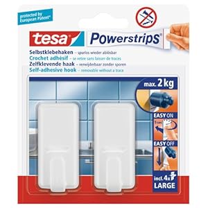 Tesa Powerstrips Hook Large CLASSIC – Zelfklevende wandhaak voor glas, tegels, hout, plastic en andere oppervlakken…