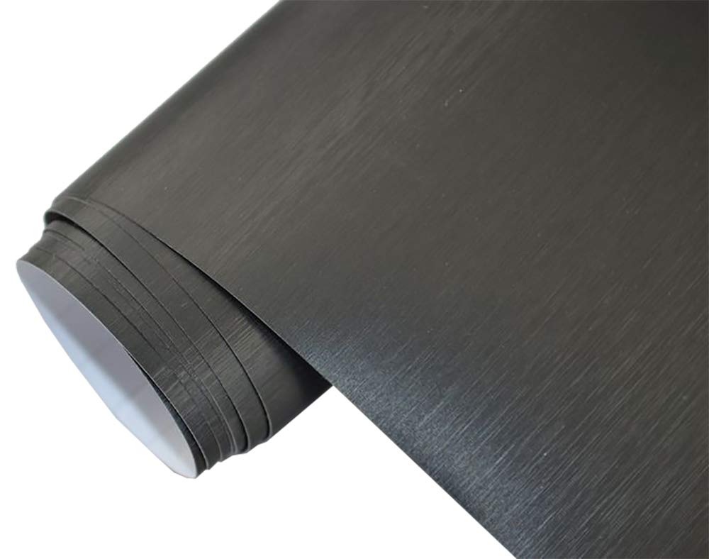 9€/m2 Premium - Auto Folie - GEBÜRSTET Aluminium SCHWARZ Brushed 1000 x 150 cm - blasenfrei Lackfolie dehnbar Möbelfolie