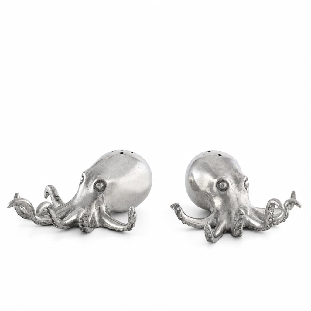 Vagabond House Pewter Octopus Salt & Pepper Set -1