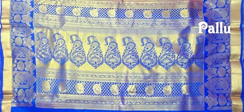 Image of VFCollections Women's Traditional Handloom Kanchipuram Silk Saree | Rich Zari Woven Design | Unstitched Blouse Piece