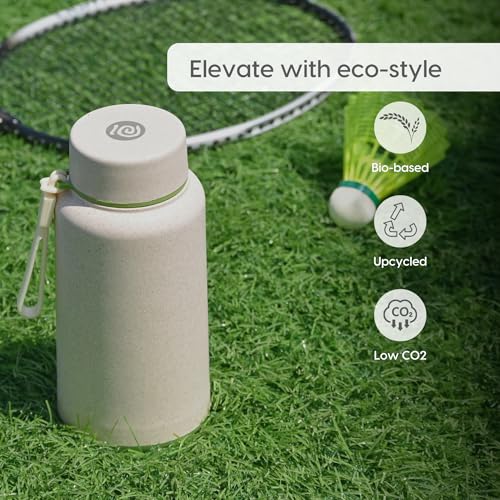 Image of Eha Earth Friendly Hydralife Water Bottle for Office & Schools | 400 ml Stainless Steel Water Bottle for Kids & Adults Made with Rice Husk | Bottle for Men, Women | Leak Proof | 2 Unit