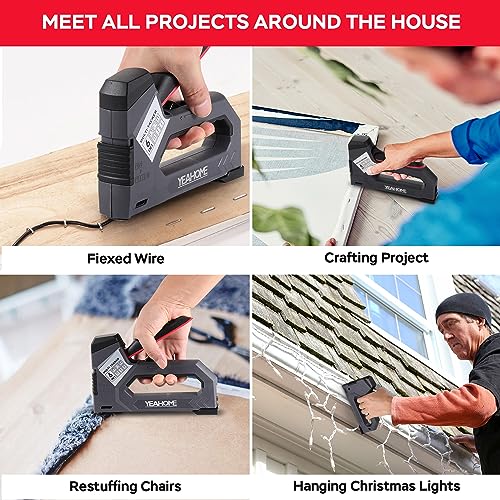 image for YEAHOME 6-in-1 Staple Gun Heavy Duty, Upholstery Manual Brad Nailer Po