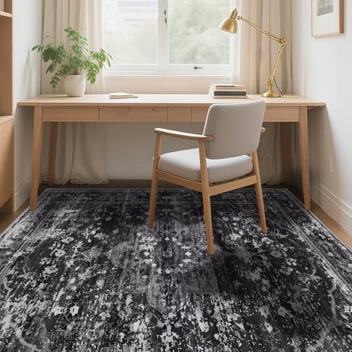 Tapis de salon lavable noir pour une décoration d'intérieur chaleureuse