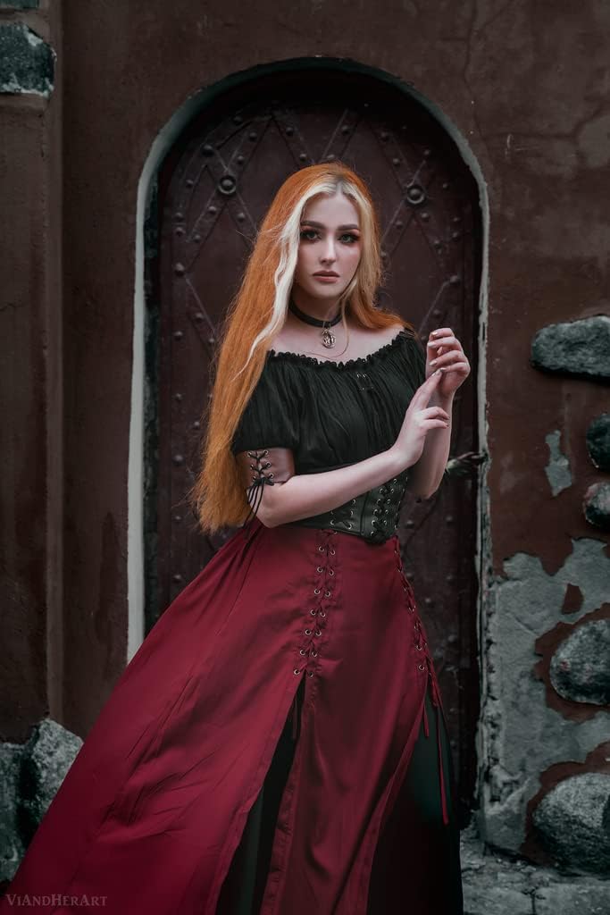 Belle Poque Women Renaissance Off Shoulder Blouse Smocked Waist Pirate Shirt Peplum Tops - Image 3