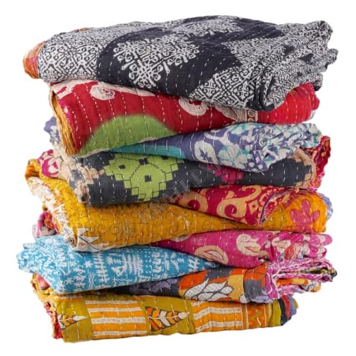 Handmade Vintage Kantha Quilt by Krati Exports