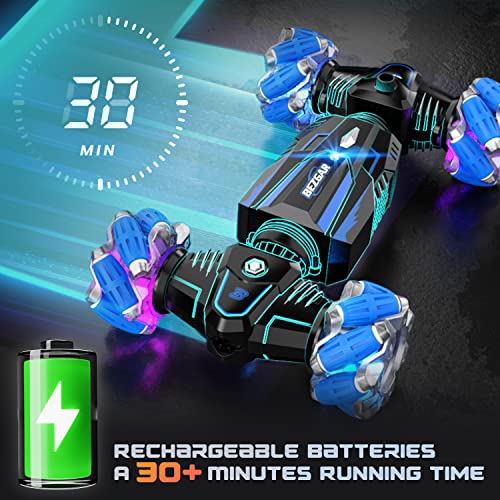 Bezgar Remote Control Car - 2.4Ghz Rc Stunt Car With Lighting, Sound & Smoke Effects, Indoor/Outdoor All Terrain Rechargeable Rc Cars For Kids, Fun Toy Cars Birthday Gifts For Boys & Girls #TOP4