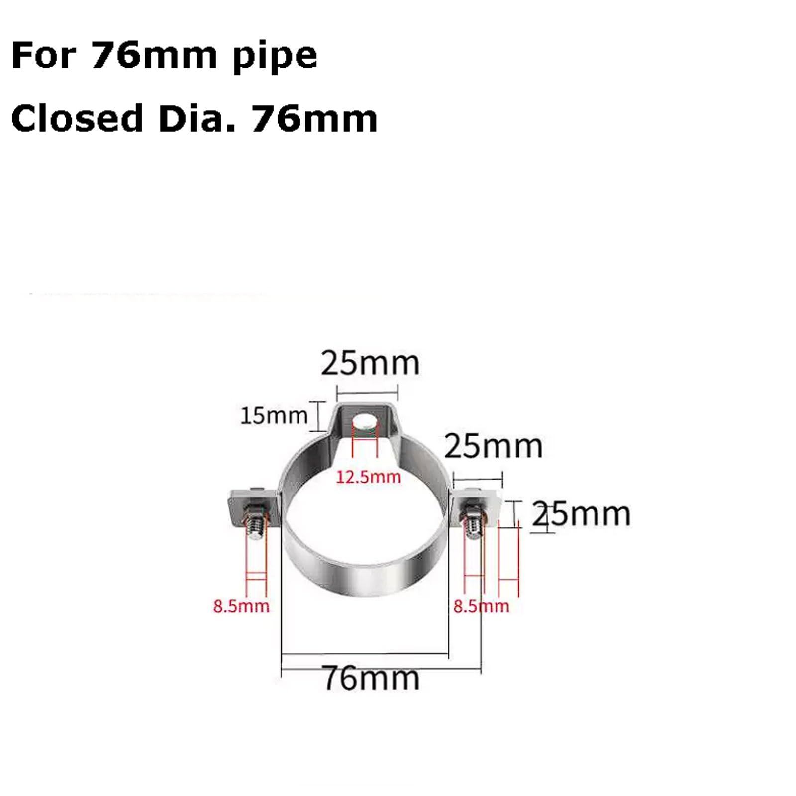 Fascette per tubi in acciaio inox 304 stile europeo spesso, 4 set di fascette stringitubo, clip di fissaggio per tubi ad alta resistenza per tubi 51-159mm Fibbia di fissaggio(76 pipe)