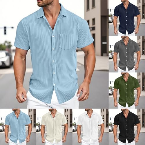 Chemise homme coupe droite rayée à manches courtes légères