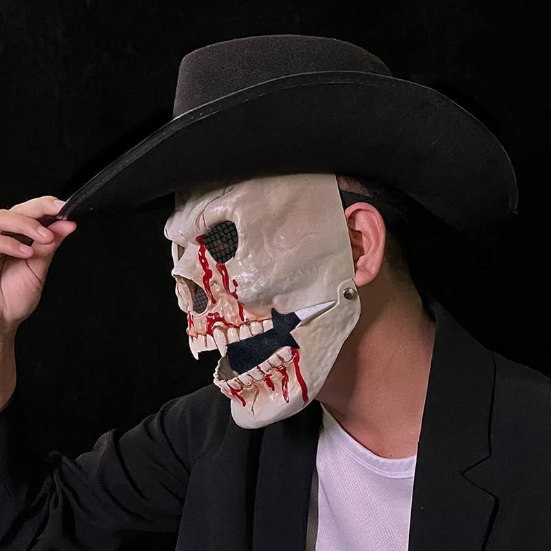 Miniatura 6 de Máscara de calavera de Halloween con mandíbula móvil, máscara de cara completa aterradora para fiesta de disfraces de cosplay