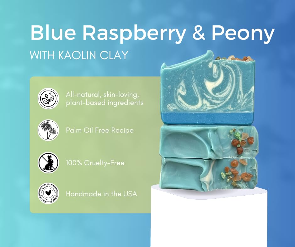 Miniatura 2 de The King's Offspring  All-Natural Hand and Body Bar (Blue Raspberry + Peony) Soap Handmade with Plant Based Oils, Butters and Kaolin Clay in the USA