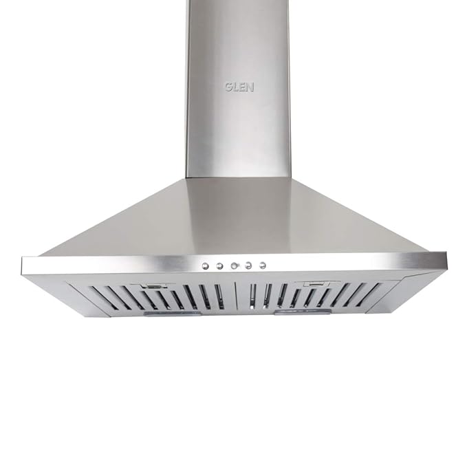 Glen 60 cm 1000 m3/hr Pyramid Chimney Baffle Filters Push buttons (6075 SS, Silver)