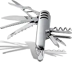 Canivete Suiço Multifuncional Inox 10 em 1 Portátil Dobrável Ferramenta Camping Pesca Viagem Sobrevivência Corte Abridor Tesoura Chave Phillips Saca Rolhas Serra Compacto (1)