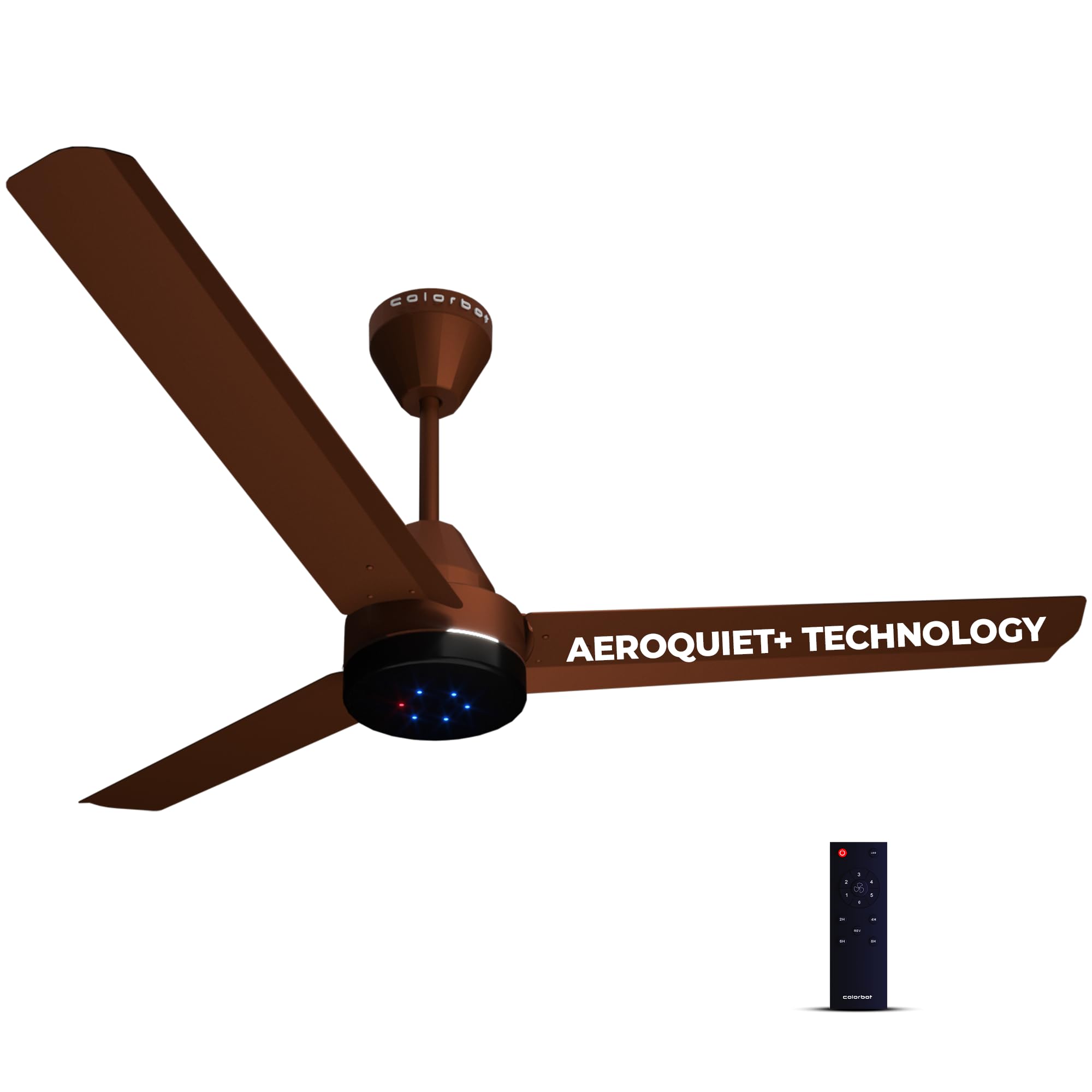Colorbot Stella BLDC Ceiling Fans 1200mm | BEE 5 Star Rated Power Saver | AeroQuiet+ Technology | 370 RPM | Remote Control (Boost, Timer, LED, Reverse Mode) | 4 Years Warranty (Cocoa Brown)