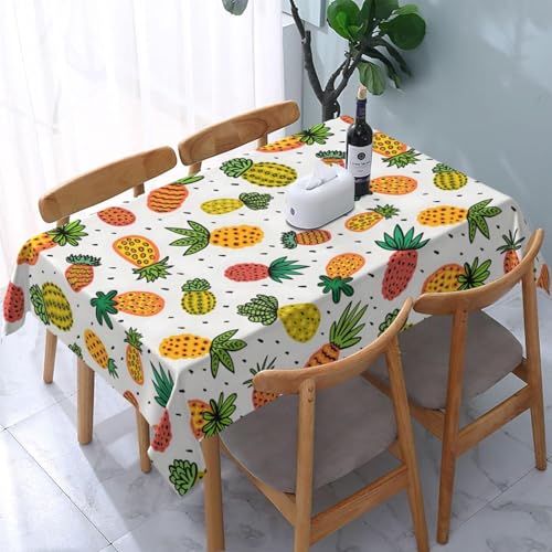 Tizhweqo Mantel Mesa Rectangular Piña, Manteles Antimanchas Fruta, 3D Impresión Mantel Impermeable Lavable para Cocina Salón Comedor, 140x260 cm Q.P1399