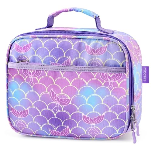 mibasies Kids Lunch Box for Girls Toddler, Insulated and Reusable Lunch Bag for School, Mermaid Tail