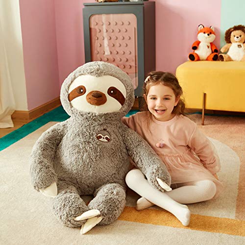 Image of IKASA 39 inch Giant Teddy Bear with Big Footprints Plush Toy Stuffed Animals Light Brown