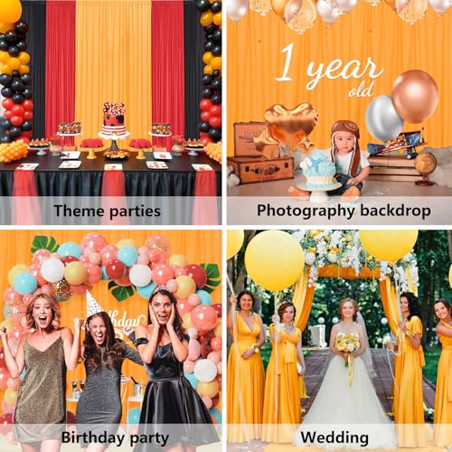Image of 10 x 7 Feet Yellow B Backdrop Curtain for Partie, Background Curtains for Photoshoot, Birthday, Wedding, Halloween, Thanksgiving, Christmas, New Year Party Decorations 5Ft x 7Ft, 2 Panels