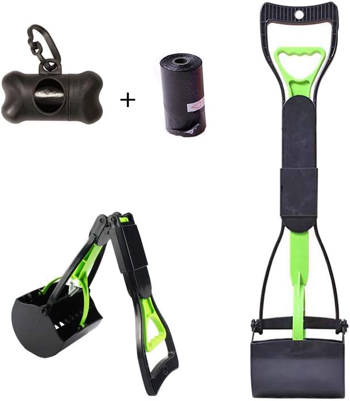 ZEENING Pet Pooper Scooper 24" Long Handle Foldable Poop Scoop Shovel for Large & Small Dogs Waste Pick Up Jaw for All Surface, Waste…