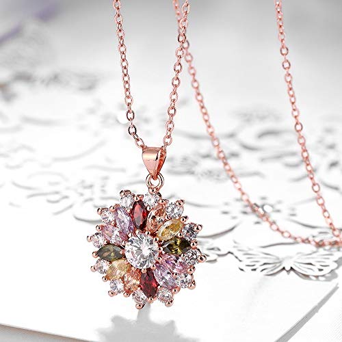 Bijoux Cristal de Zircon coloré Pendentif Rond Lune Fleur Collier