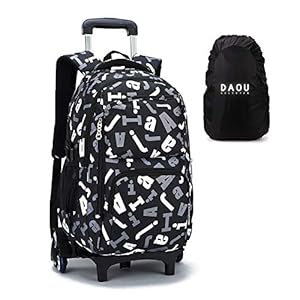 Cadeau voor de eerste schooldag, trolley, tas, 2-in-1, rugzak met wielen, sporttas, jongens, schooltas, trolley, cabine…