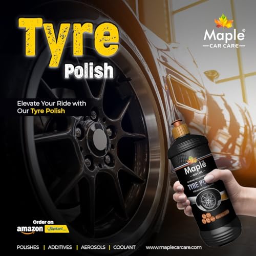 Image of Maple Car Care Premium Tyre Dressing Gel 1L | Long-Lasting Deep Black Tyre Polish & Shine | UV Protection Non-Greasy Formula Prevents Fading, Cracking & Dryness | Restores Tyres to Fresh New Look