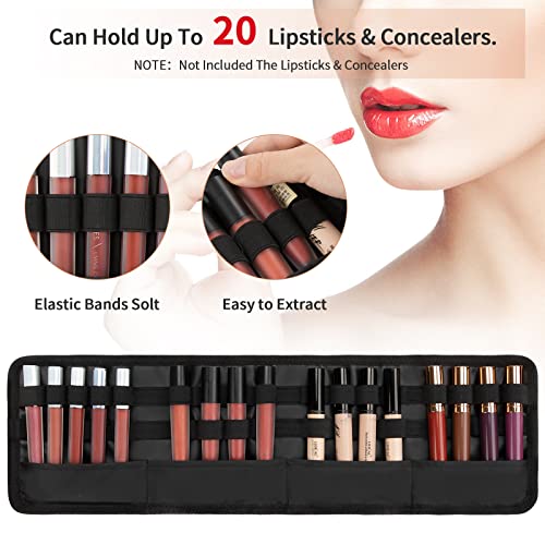 Cubetastic Lipstick Organizer - 20 Slots, Portable Lipstick Bag, Travel Lipstick Holder With Elastic Bands, Cosmetic Makeup Storage Bag For Liquid Lipstick Tube - Lipstick Not Included #TOP1