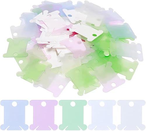 Miniatura 6 de 100 bobinas de hilo de plástico para hilo de algodón cruzado, manualidades, almacenamiento de costura, soporte organizador de hilos, organizador de