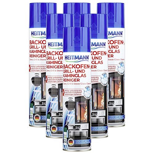 Backofen-, Grill- und Kaminglas Reiniger: Aktivschaum für hartnäckigen Schmutz - Kaminreiniger - Ofenreiniger - gute Haftung, 6er Pack