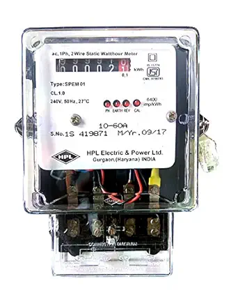 HPL SINGLE PHASE 2 Wire 10-60 A Electronic Energy KWH Meter COUNTER DISPLAY