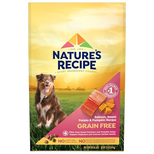 Nature’s Recipe Grain Free Salmon, Sweet Potato & Pumpkin Recipe Dry Dog Food, 12 lb. Bag