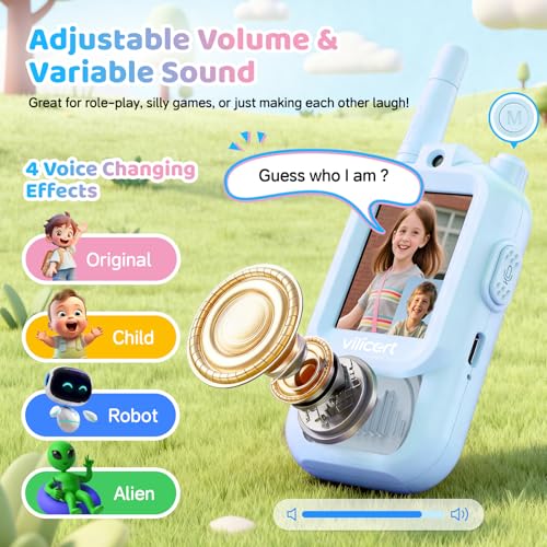 Image of Video Walkie Talkies with Real-Time Screen & Voice Changer, Rechargeable Long Range Radios for 3-12 Year Old Boys Girls, Christmas Birthday Gifts for Kids Indoor Outdoor Camping