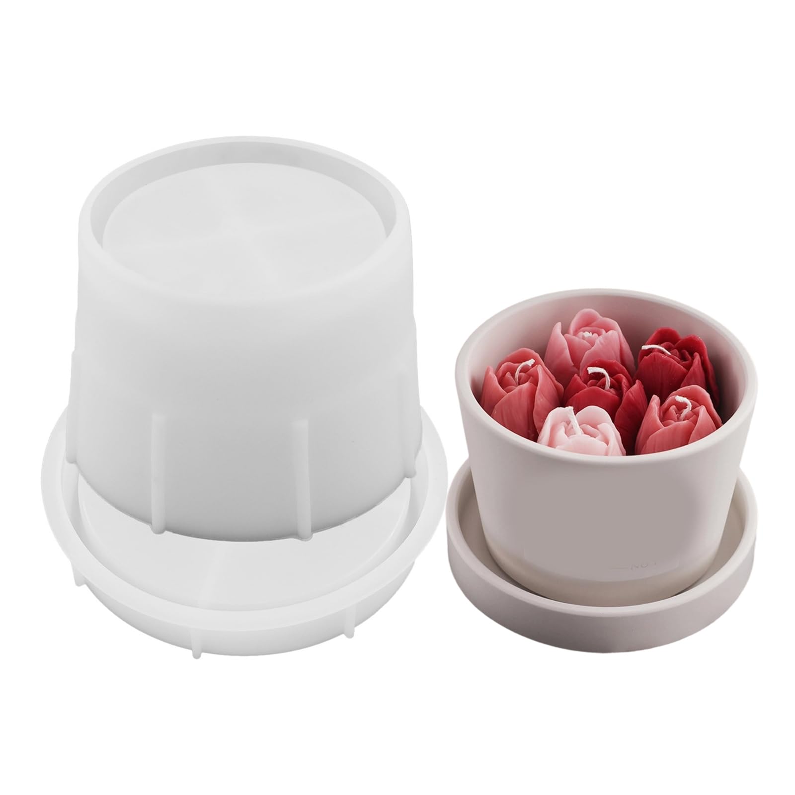 NEWFT Candlestick Mold Silicone Candle Holder Mould Easy to Demold Succulents Planter Home Ornament Plaster Mould