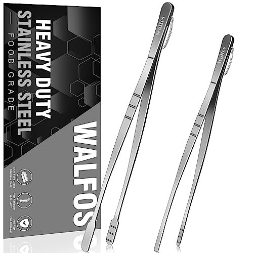 Grillzangen Kochpinzette Edelstahl Walfos®, 2 Stück (Edelstahl 25+30cm)...