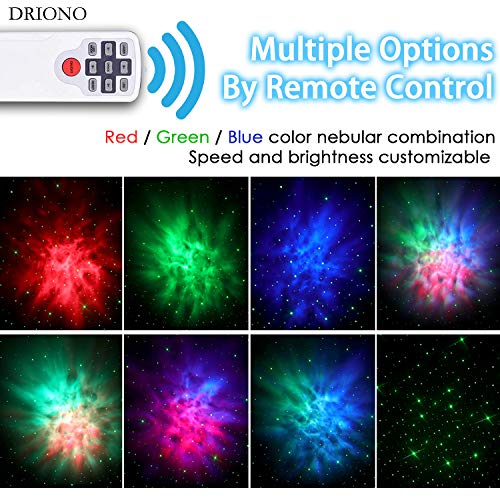 Driono Starry Night Light Projector – Remote Control Rotating 7 Color Modes Optional Galaxy Night Light Nebular Cloud And Star Projector, Rbg / Speed / Brightness Adjustable #TOP2