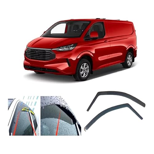 YUEXIANGJING 2 PCS Wind Deflectors for Ford Transit/Tourneo CUSTOM II 2024.2025, Car Side Window Wind Rain Deflector In-Channel Rain Guards for Wind