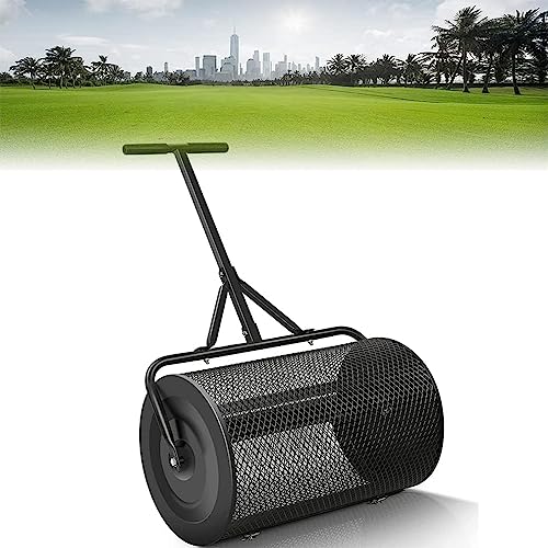 OSBELE Esparcidor de césped y jardín, esparcidor de abono de 24 Pulgadas, esparcidor de turba con Rodillo de Metal Resistente, esparcidor de estiércol antioxidante, esparcidor de turba, esparcidor