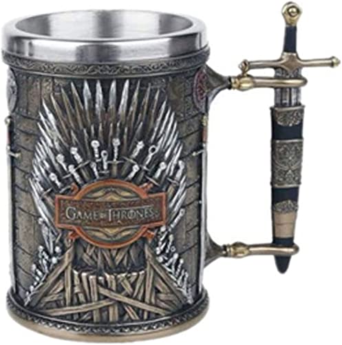 Chope à bière, chope en acier inoxydable, chanson en relief faite à la main créative de la glace et du feu Game of Thrones Chope à bière en acier inoxydable, cadeau for les fans de cinéma, grande capa
