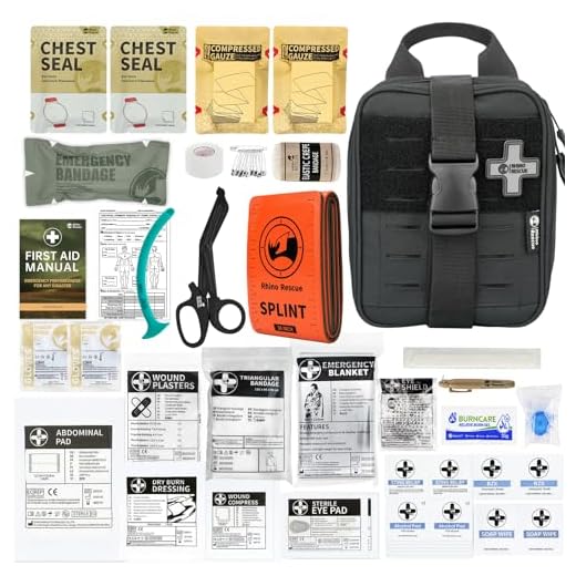 RHINO RESCUE IFAK First Aid Trauma Kit Molle Medical Pouch for Tactical Military Car Travel Hiking (Black)