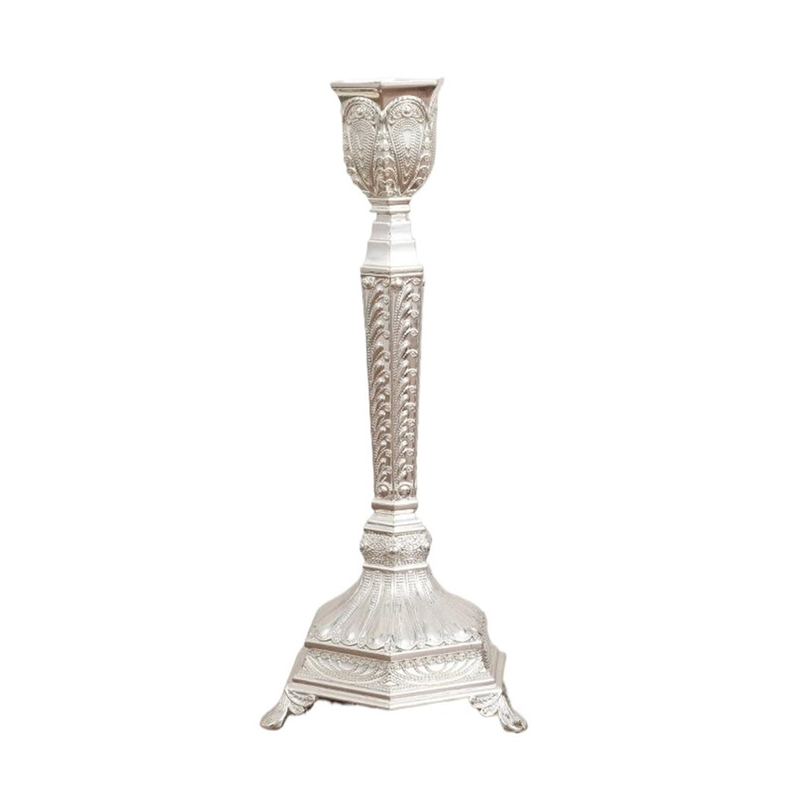 2Pcs Candle Holder Wedding Stand Candlesticks Antiques Table Home Decoration For Desktop Decoration(Silver,8.5x8.5x19.5cm)