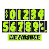 EZ-Line Windshield Stickers – 180 Pack with Numbers 0-9, $ Signs, for Sale, Vibrant Florescent Colors, Self-Adhesive, Tear-Resistant – Auto Sales and Services (EZ109-13DZN-EZ115-WeFinance-2DZN)