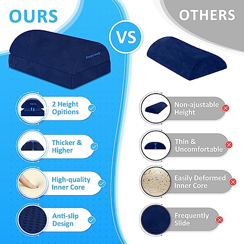 Image of StepLively Foot Rest for Under Desk at Work, Comfortable Foot Stool with 2 Adjustable Heights, Footrest with Washable Cover, for Back & Hip Pain Relief, Suitable for Office, Home and Car (Blue)