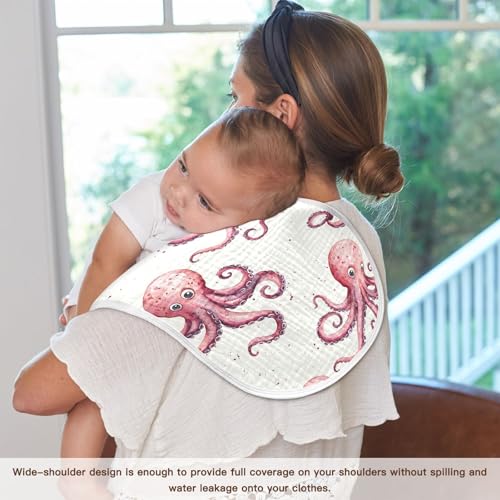 vvfelixl Pink Octopus Burp Cloths for Baby Boy Girls Baby Washcloths Burp Rags 1 Pack4