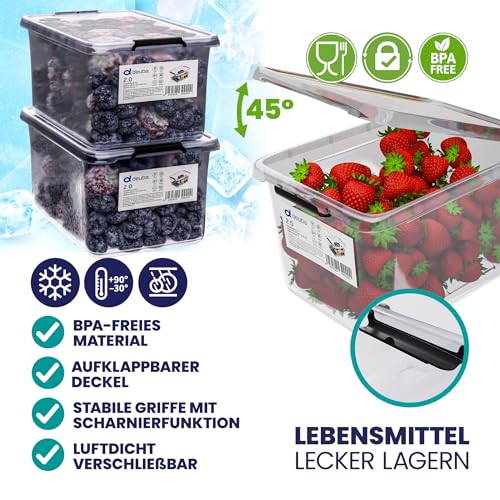 Deuba® 10x Aufbewahrungsbox mit Deckel 2L Box Kunststoff Kisten lebensmittelecht BPA frei klein Klickverschluss transparent stapelbar Küche Schlafzimmer