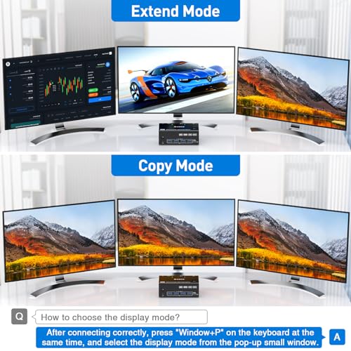 Triple Monitors KVM Switch 2 Displayport + HDMI USB 3.0 KVM Switch 8K@60Hz,4K@144Hz 3 Monitors 2 Computers KVM with 4 USB 3.0 Ports Included KVM Cables,HDMI 8K@60Hz/4K@120Hz,DP 8K@30Hz/4K@144Hz